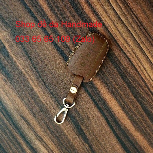 [Miễn phí ship] Bao da chìa khóa Hyundai Santafe bằng da bò, kèm móc khóa, khắc tên miễn phí