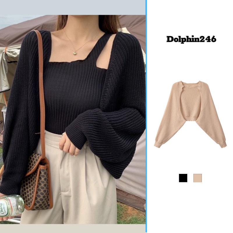 Áo Cardigan Nữ Dệt Kim Dáng Crotop, Áo Khoác Cánh Dơi Sành Điệu A-16
