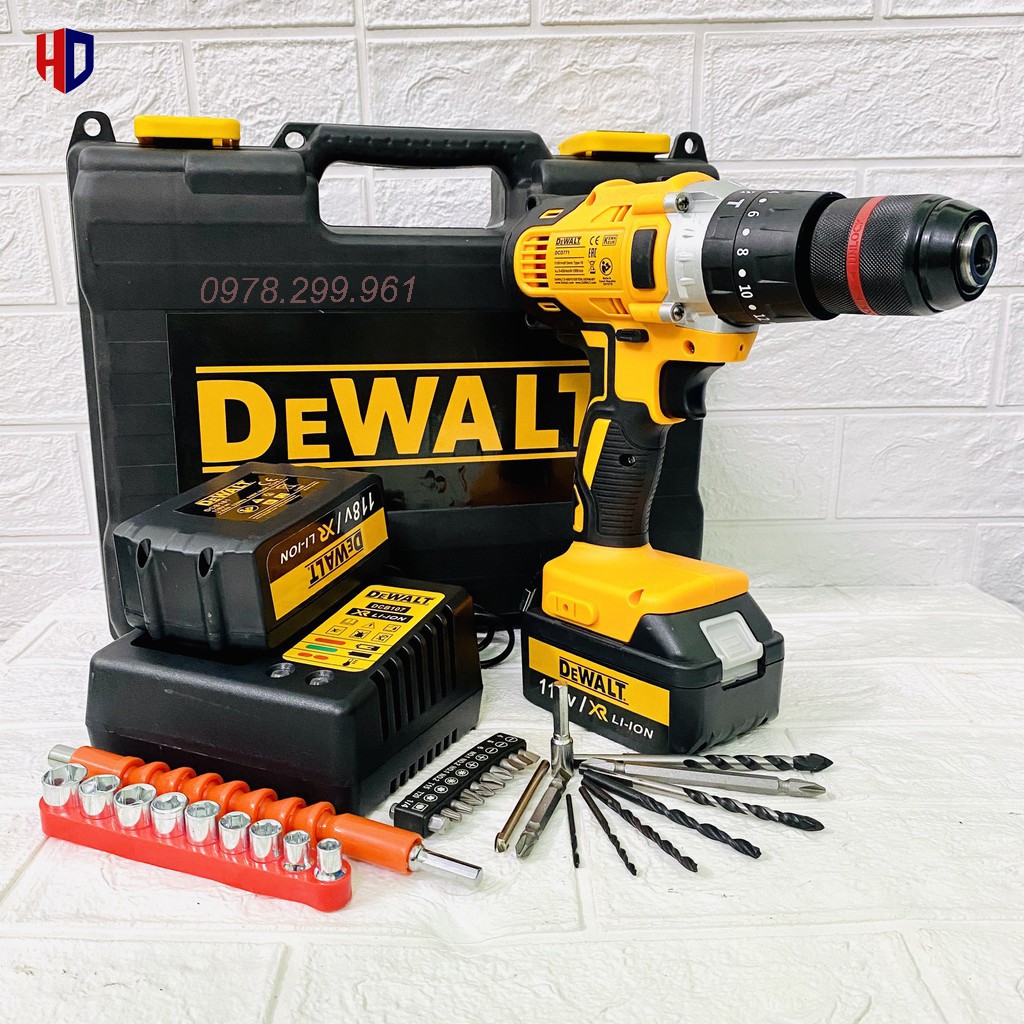 [GIÁ RẺ] Máy Khoan Pin DEWALT 118V Động Cơ 775, 3 Chức Năng  + Tặng Bộ Phụ Kiện Vặn Mở 21 Chi Tiết