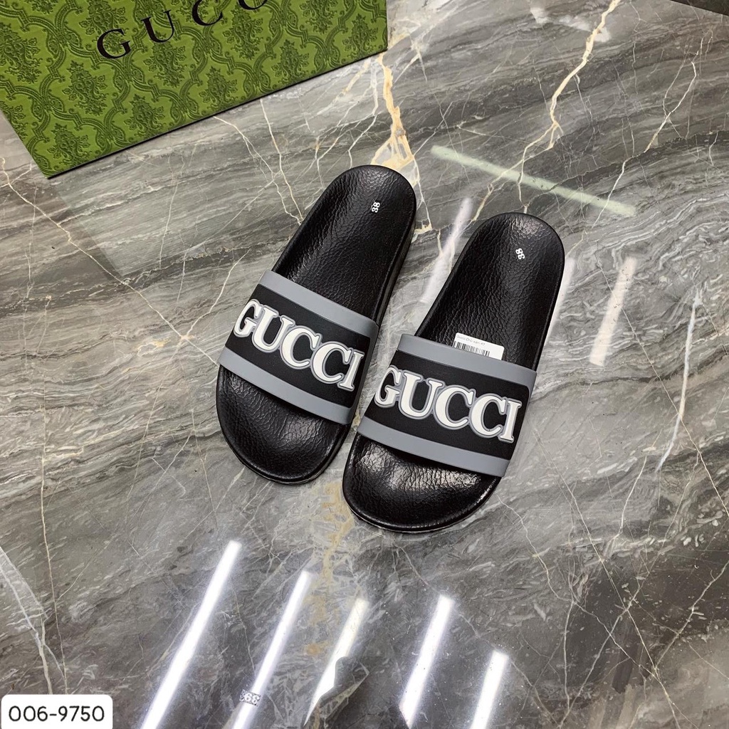 Dép Gucci Họa Tiết GC Đế Cao Su Chống Nước - Dép Quai Ngang Nam Nữ Thời Trang Cao Cấp Hottren