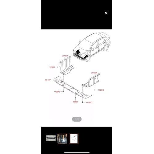 Chắn gầm máy đầu chắn gầm giữa  xe Huyndai Grand i10