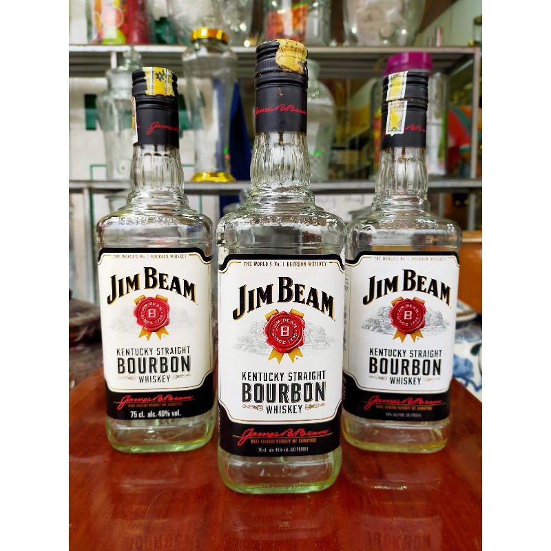 Vỏ chai rượu thủy tinh Jim Beam xuất xứ Pháp loại 700ml rất đẹp.