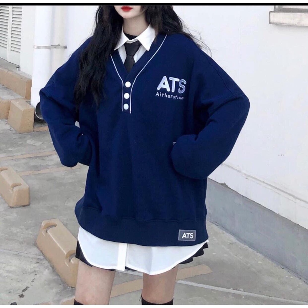 Áo Nỉ Sweet Nữ Form Rộng ATS Tay Dài Bồng Dày Dặn-🔥Áo khoác phom rộng Freeship extra🍀ONE UNISEX | BigBuy360 - bigbuy360.vn