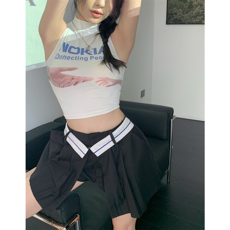 Áo Croptop Sát Nách Dáng Ôm In Họa Tiết Vui Nhộn Thời Trang Cho Nữ