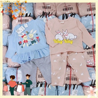 Sbg168 - set 2 bộ bé gái dài xanh hồng thỏ trắng