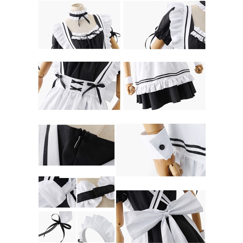 Đầm lolita Cổ Tay Áo Giả Hai Lớp Màu Đen Phong Cách Hoạt Hình gothic vintage Cho Nữ