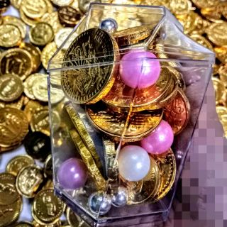 Hũ vàng socola trân châu bạc, hồng, trắng, vàng hình kim cương 5 góc