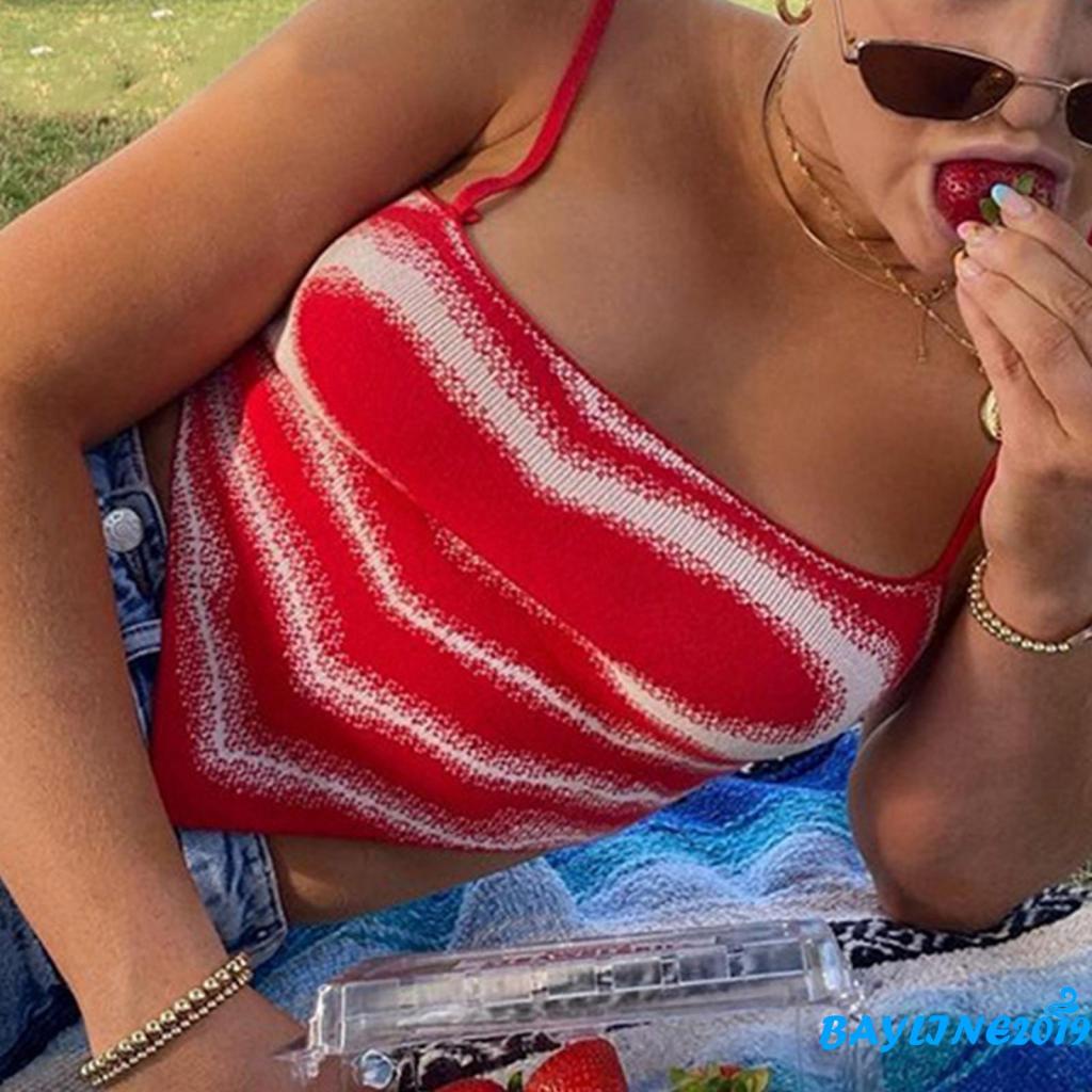 Áo hai dây in họa tiết trái tim thời trang mùa hè cho nữ