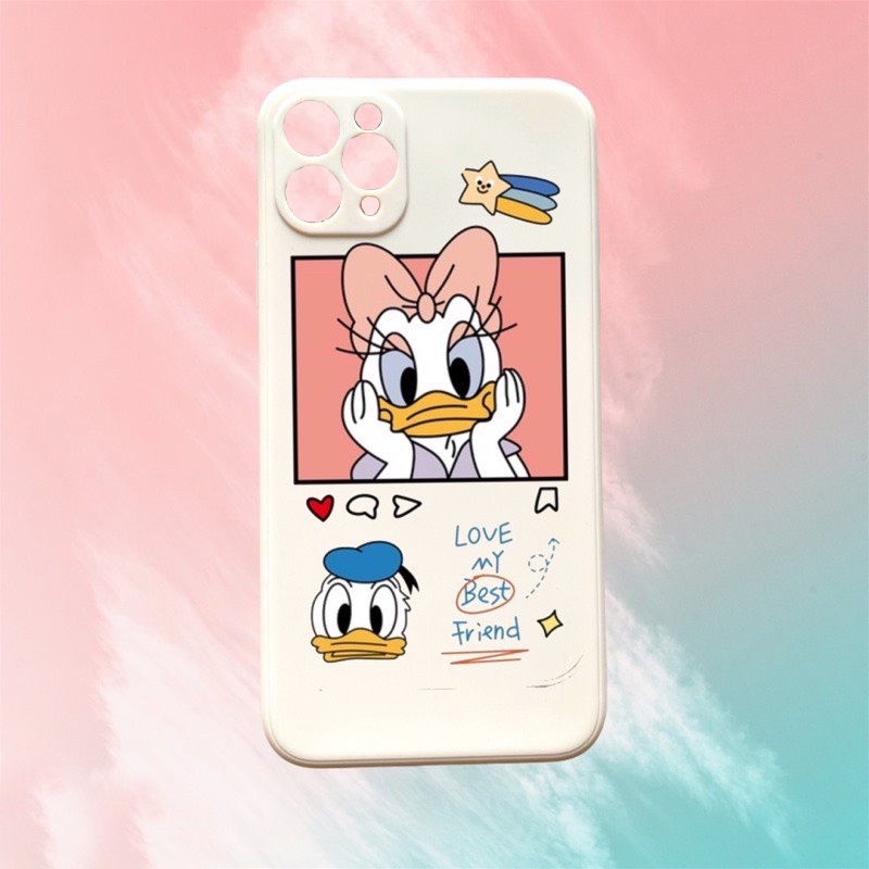 Ốp lưng iphone hình vịt donald cute cạnh vuông 5/5s/6/6plus/6s/6splus/7/7plus/8/8plus/x/xr/xs/11/12/pro/max/plus/promax
