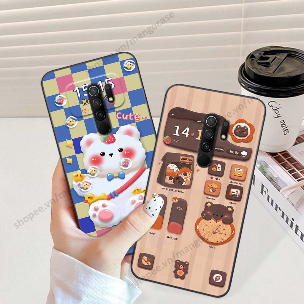 Ốp lưng Xiaomi Redmi 9 hình gấu, thỏ, đồng hồ cute dễ thương