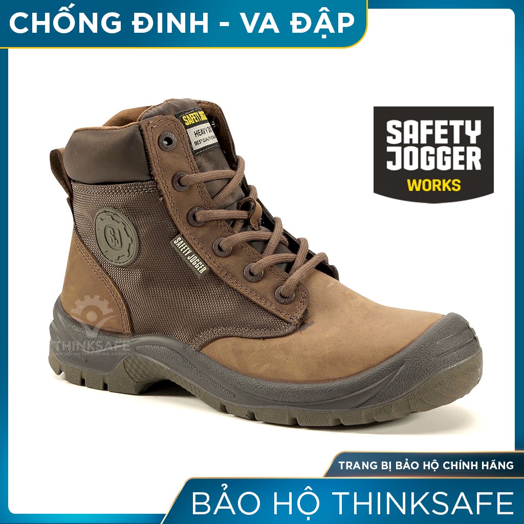 Giày bảo hộ Jogger Thinksafe, đế chống đinh, da ngựa cao cấp, chống thấm nước, thoáng khí, giày lao động cao cổ - Rush