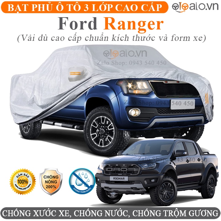 Bạt Phủ Ô Tô FORD RANGER Cao Cấp 3 Lớp Chống Nắng Nóng Chống Nước Chống xước | OTOALO