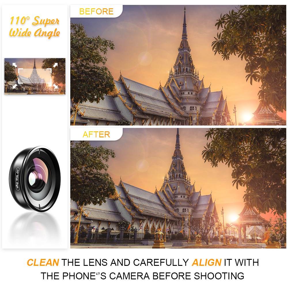 Lens,ống kính góc rộng apexel dành cho điện thoại,góc rộng 110 độ,chuẩn HD nét căng