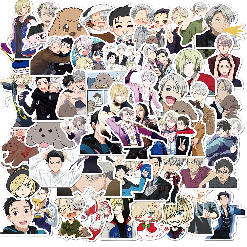 Set 50 / 25 / 10 miếng dán anime yuri on ice dùng để trang trí