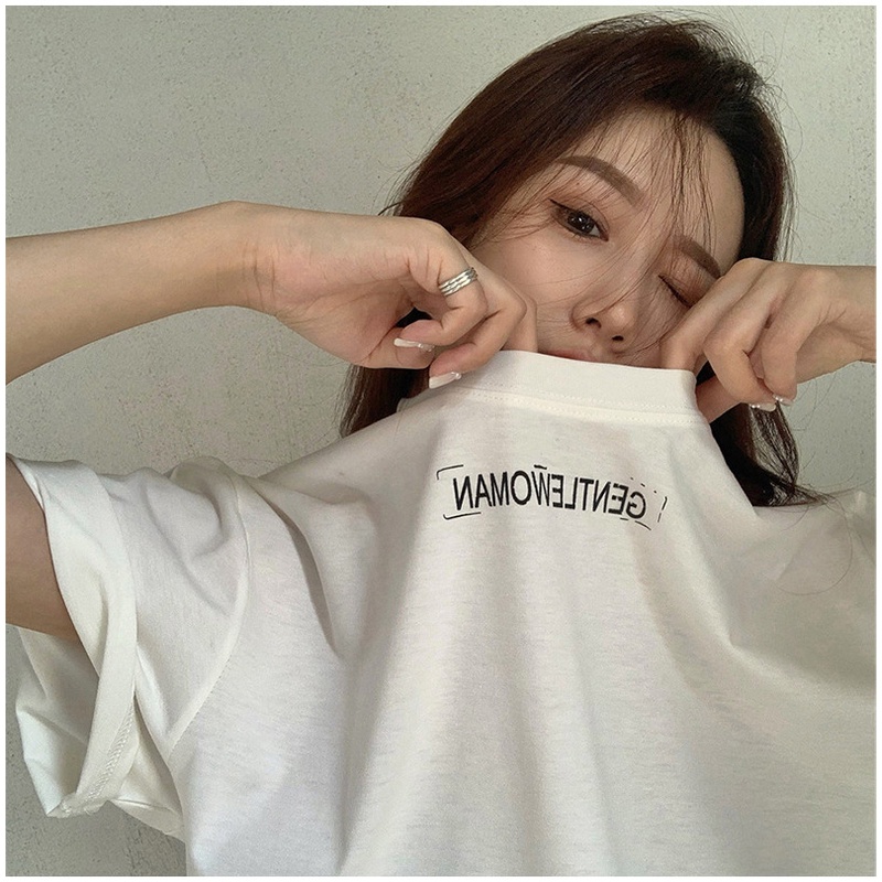 Áo Thun Nữ Ngắn Tay Cổ Tròn In Chữ Thời Trang Mới