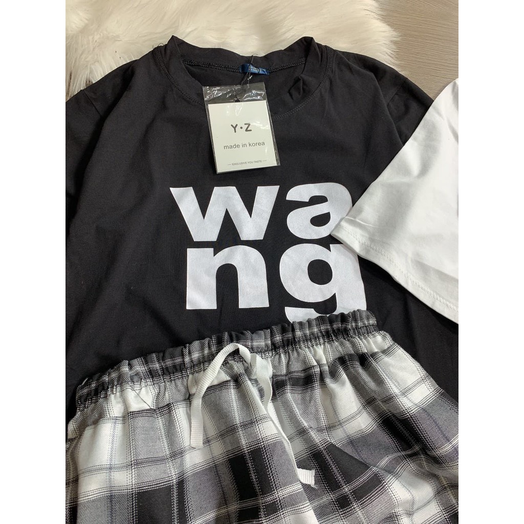 Đồ bộ nữ áo Wang cotton,quần kẻ thô lụa co giãn ,chất đẹp bán shop