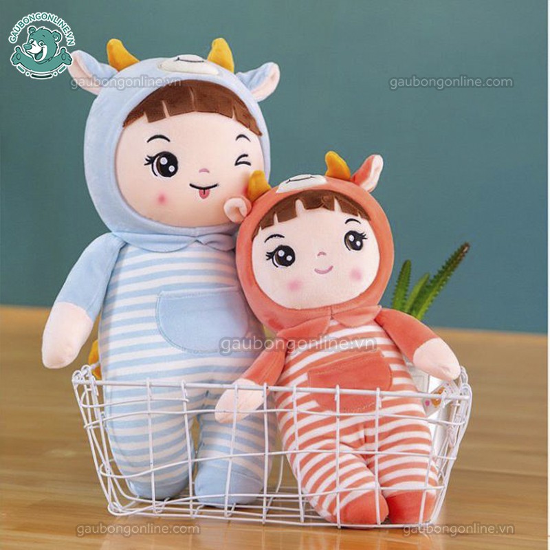 Búp Bê Baby Áo Kẻ | Búp bê nhồi bông siêu cute kích thước 35 cm hàng cao cấp