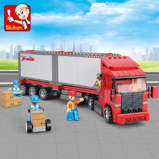 Bộ đồ chơi lắp ghép mô hình xe tải vận chuyển hai thùng 0338 chân thật 345 mảnh