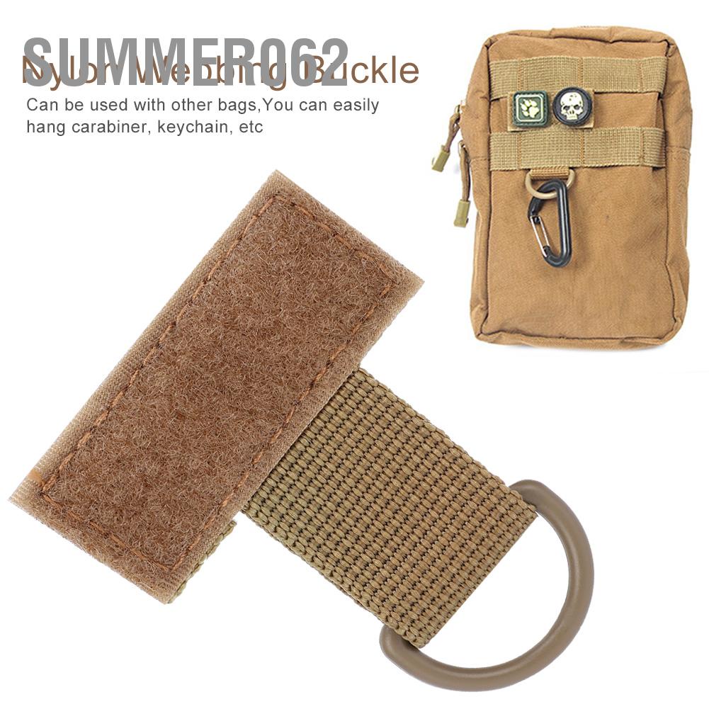 Summer062 8pcs Outdoor Camping Backpack Key Hook D‑Ring Nylon Webbing Buckle Hanging Belt Chain Khaki
