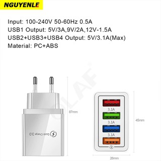 Củ Sạc Nhanh QC 3.0-4 Cổng USB
