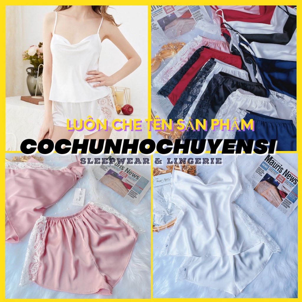 Q11.HCM [LL779] Bộ ngủ lụa satin Quảng Châu - váy ngủ quyến rũ - cô chủ nhỏ chuyên sỉ