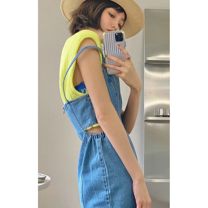 Đầm Yếm Denim Thiết Kế Đơn Giản Thời Trang Mùa Xuân Cho Nữ đầm bầu váy nữ váy bé gái váy dài chân váy dài váy nữ chân váy dài