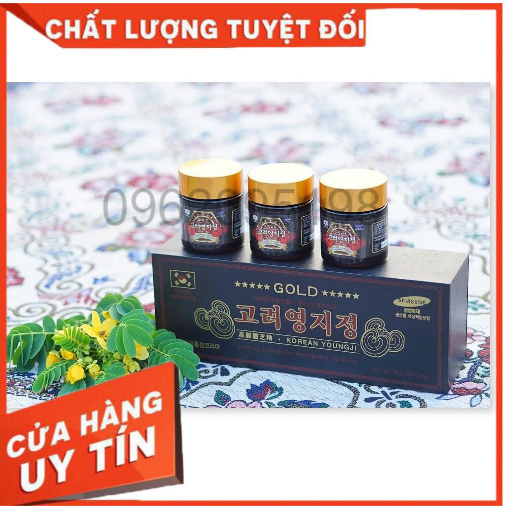 Cao Linh Chi Youngji Hàn Quốc hộp đen 3 lọ - 120g - 360g (Korean Longevity Mushroom Extract Gold)