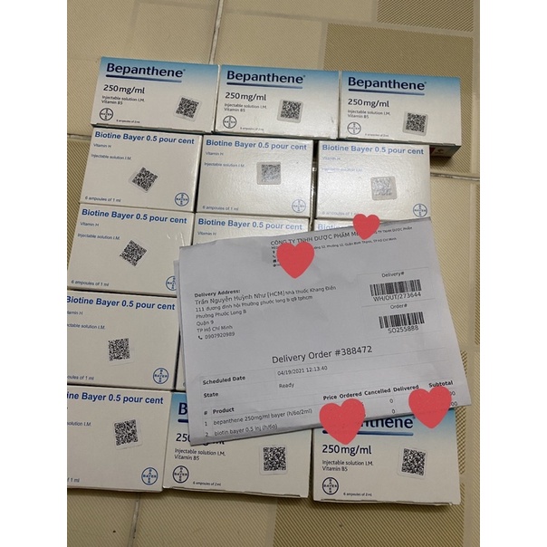 đen tóc Bepanthen, tiêm mọc tóc biotin biotine lẻ ống