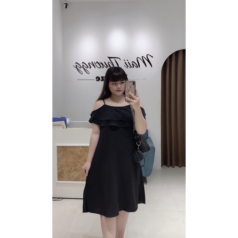 Váy Trễ Vai Đũi Nhăn Maii Thươngg Bigsize | BigBuy360 - bigbuy360.vn