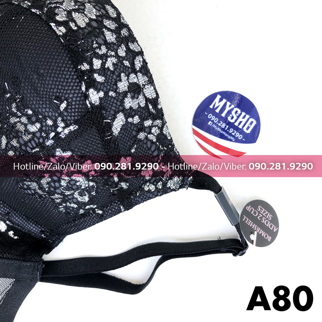 (Bill Mỹ 36AA, A80) - Áo đen lấp lánh, siêu nâng, gài trước, Bombshell Add-2-cups, Black Lurex - Victoria Secret USA | BigBuy360 - bigbuy360.vn