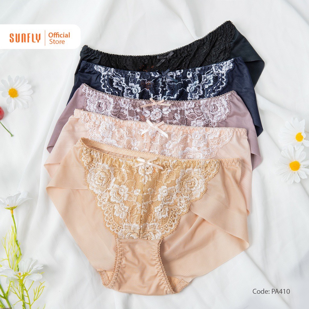 Quần lót nữ thun phối ren, vải mềm ôm bụng SUNFLY PA410