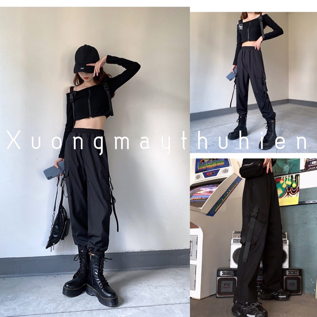 Quần jogger kaki nam nữ túi hộp phối dây 2 bên/ Quần kaki dáng dài ống suông ulzzang_xuongmaythuhien | BigBuy360 - bigbuy360.vn