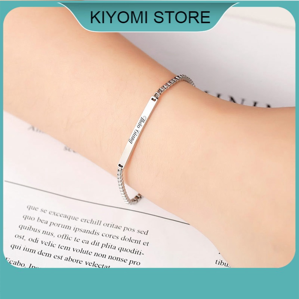 Vòng tay lắc tay cặp đôi xích nhỏ khắc chữ theo yêu cầu phong cách Hàn Quốc KIYOMI STORE