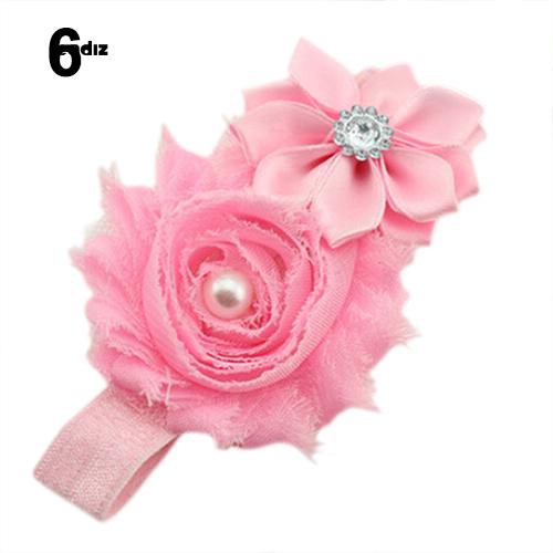 Băng đô nơ quấn đầu đính hạt giả ngọc trai cho bé gái