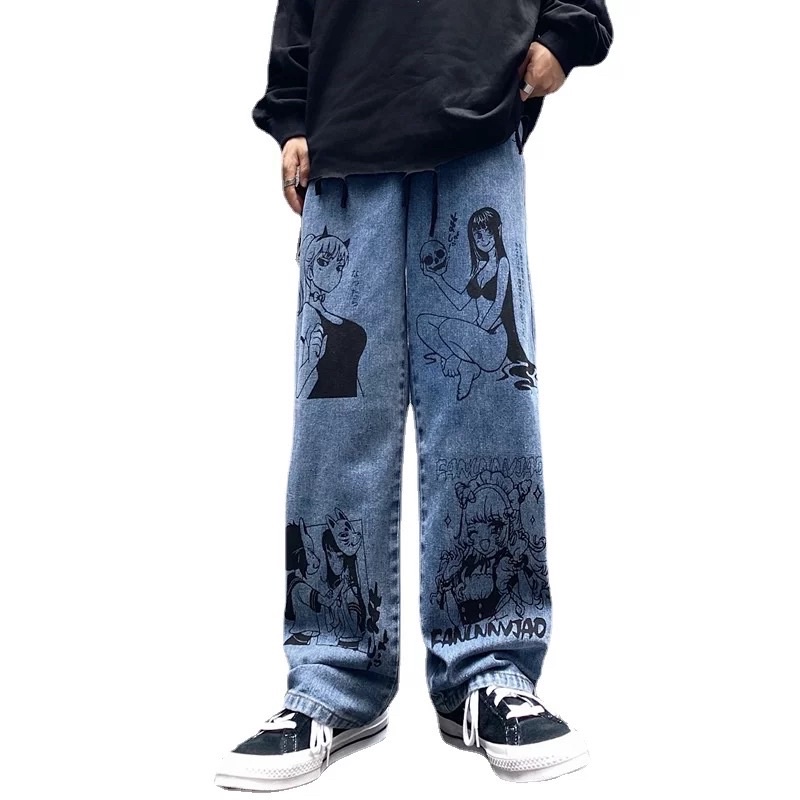 QUẦN BAGGY ỐNG RỘNG NAM T-A-N DÁNG SUÔNG PHONG CÁCH HÀN QUỐC-QJI10-UNISEX-có size Nam Nữ hình in,màu xanh video thật