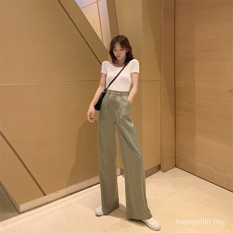 quần ống rộng Lưng Cao Chất Liệu Satin Cao Cấp | BigBuy360 - bigbuy360.vn