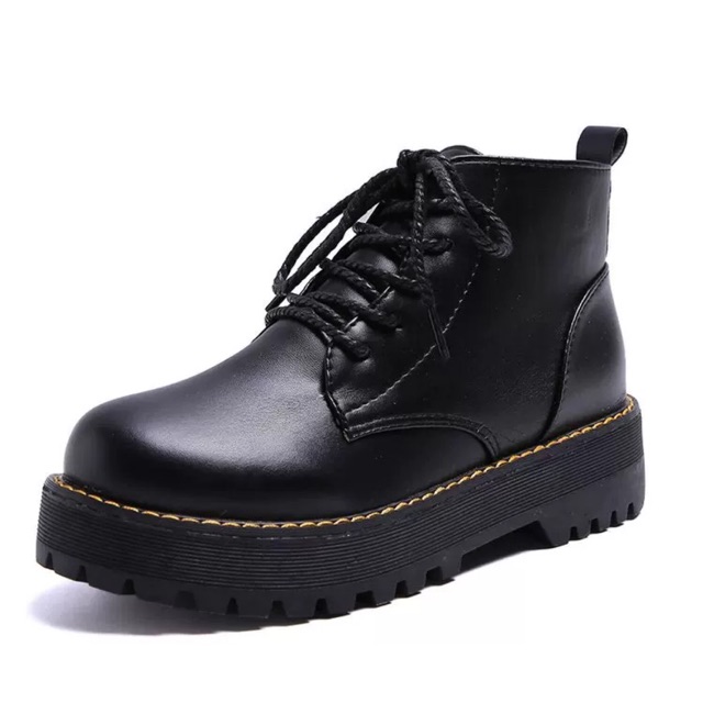 Giày BOOTS BASIC cổ cao đế 4cm chất da cao cấp hai màu nâu/đen