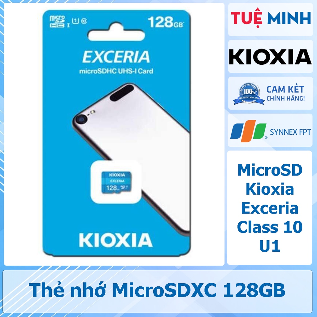 Thẻ nhớ MicroSD Kioxia 128GB tốc độ Class 10 U1 100MB SDHC, SDXC - hàng chính hãng FPT phân phối