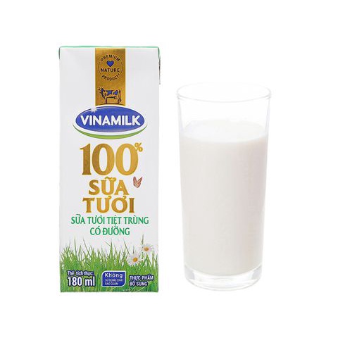 Lốc 4 hộp sữa tươi Vinamilk 100% có đường 110ml - 180ml