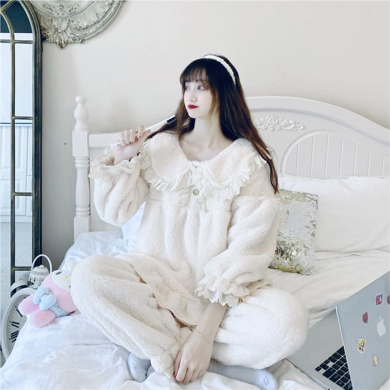 Bộ lông  babydoll phối viền ren HL273