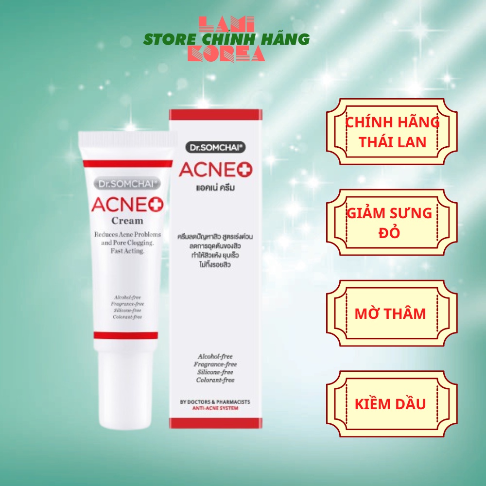 Kem thoa mụn DR.SOMCHAI ACNE giúp làm giảm mụn sưng đỏ mờ thâm kiềm dầu 15g chính hãng thái lan