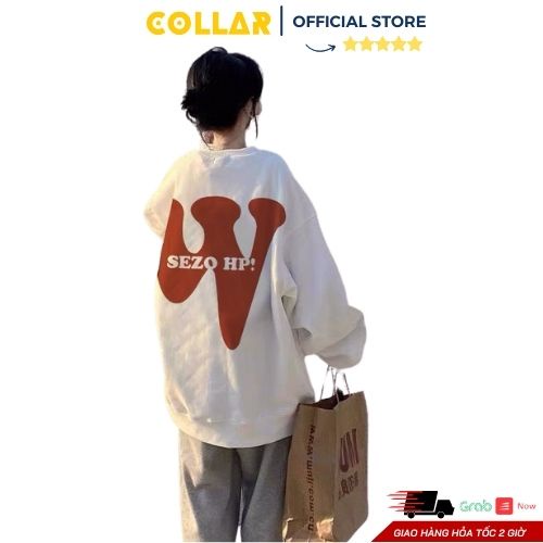 Set 2 món COLLAR áo sweater phối chữ W dáng suông rộng và quần jogger nỉ dáng dài phong cách hàn quốc