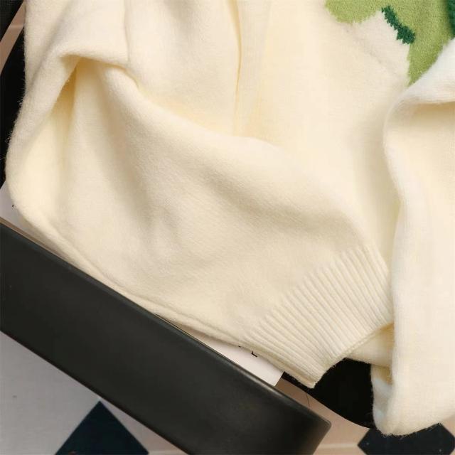 Áo Sweater Dệt Kim Họa Tiết Hoa Tulip Xinh Xắn