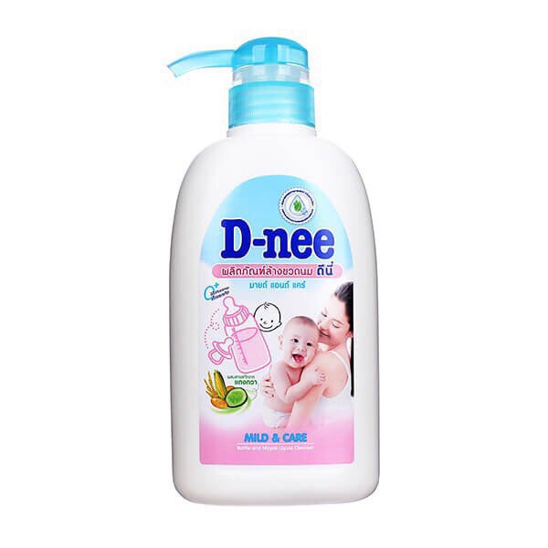 Rửa Bình Dnee Dạng Chai, Rửa Bình Sữa Cho Bé, Chai màu Xanh Dương, 500ml