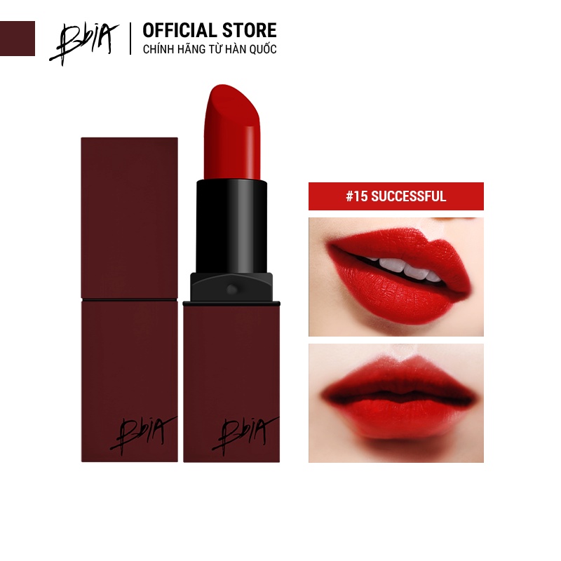Son Thỏi Lì Bbia Last Lipstick Version 3 - 15 Successful  (Màu Đỏ Ớt) 3.5g - Bbia Offical Store