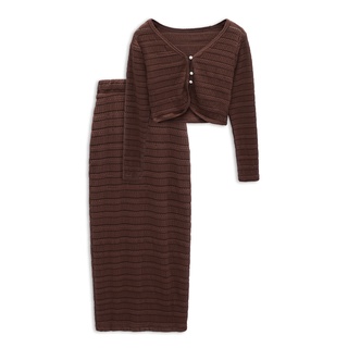 Set nữ áo cardigan - chân váy, chất vải thun tầng thoải mái, wsd000238, somehow