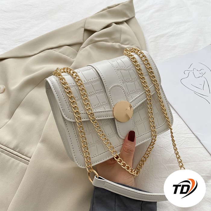 TÚI XÁCH ĐEO CHÉO NỮ MICHEL VÂN RẮN KHÓA ĐINH TRÒN TD 100