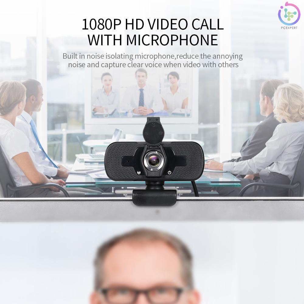 1080P Webcam High Definition USB Web Camera with Privacy Cover Noise Isolating Microphone for Laptop/Desktop Computer