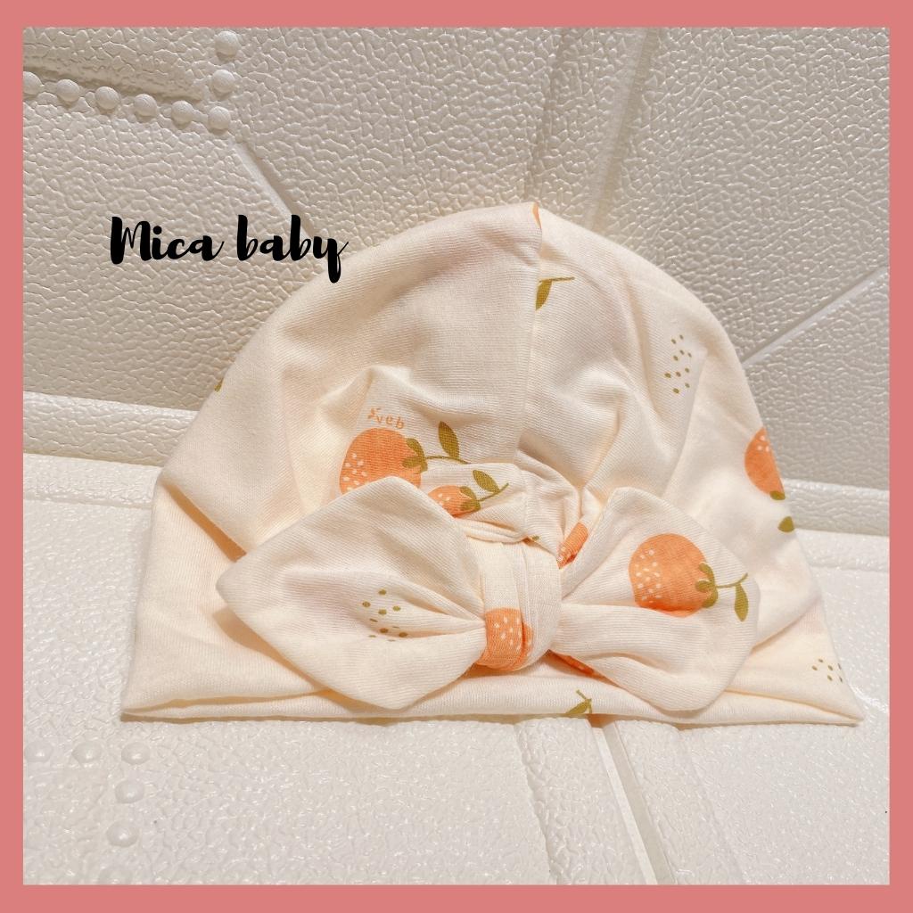 Mũ turban màu be họa tiết quả cam đáng yêu cho bé Mica Baby MTB98