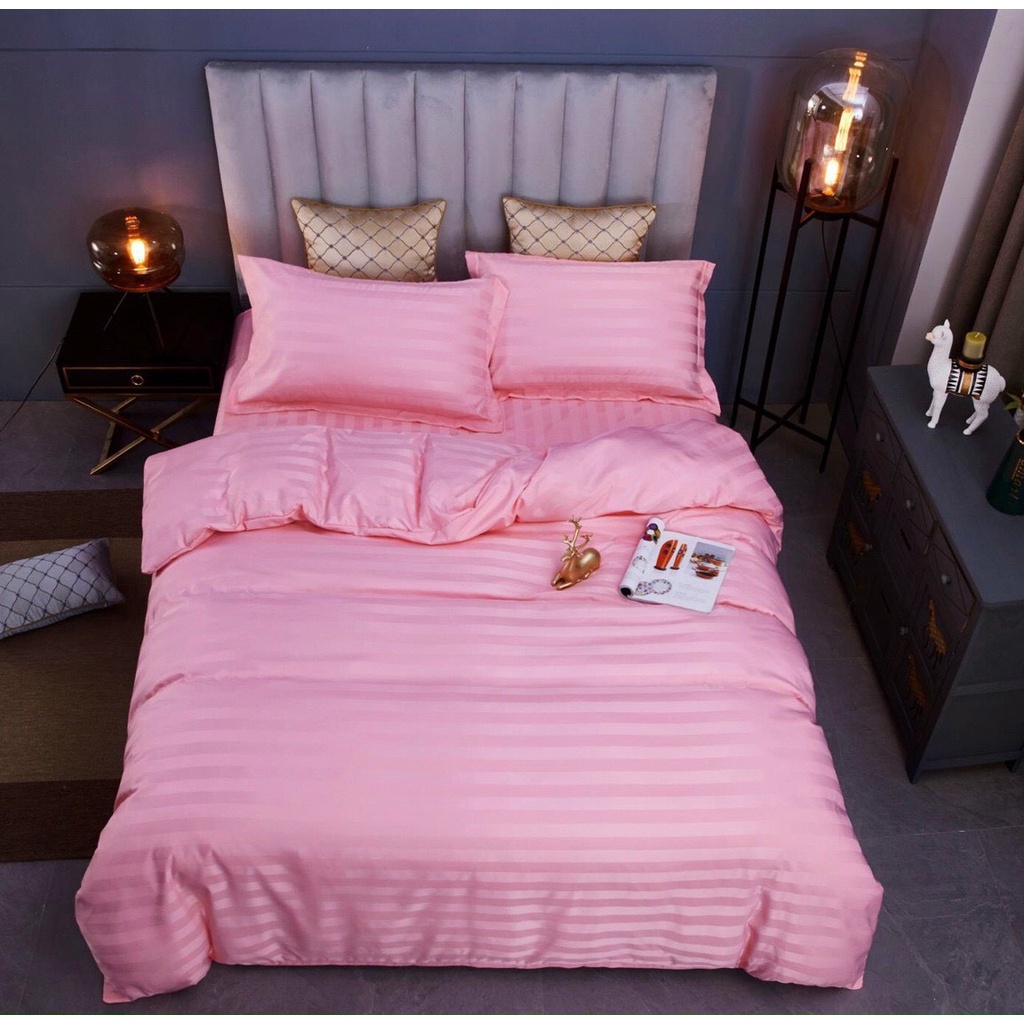 Bộ chăn ga gối kẻ sọc cotton 3F dùng cho khách sạn, resort - GIÁ TỐT - Chăn Chần Bông